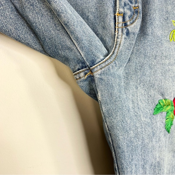 Vintage 80s Sargent Pepper 100% cotton high rise kick crop embroidered jeans 33 - Picture 9 of 14